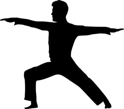 Mann in Kampfhaltung - Karate, Entspannung, &Uuml;bung