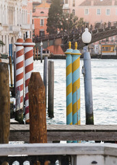 canal poles on the grand canal in Venice, Italy 