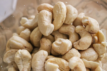 close up of a group of nuts cashew