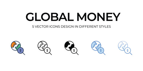 Global Money icon. Suitable for Web Page, Mobile App, UI, UX and GUI design.