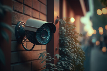 Surveillance Camera Mounted on a Wall for Enhanced Security Measures