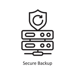 Secure Backup Vector Outline Icon Design illustration. Data Symbol on White background EPS 10 File
