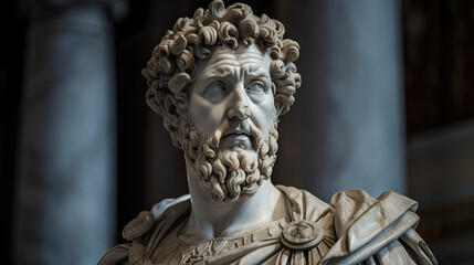 Fototapeta na wymiar Marcus Aurelius Portrait - Roman Emperor Philosopher - Generative AI