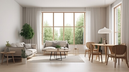 Fototapeta na wymiar Modern living room interior design. Illustration AI Generative.