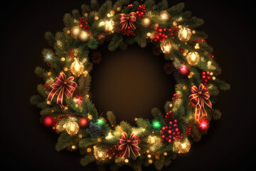 Fototapeta na wymiar christmas wreath for promotions - made with generative ai