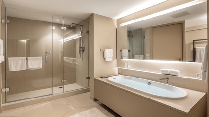 Fototapeta na wymiar Modern bathroom interior design. Illustration Generative AI.