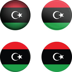 Round Country Flag in different styles disc badge vector illustration Republic of libya