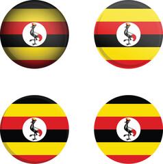 Round Country Flag in different styles disc badge vector illustration Republic of uganada