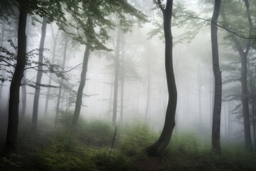 Obraz premium Misty morning in the forest