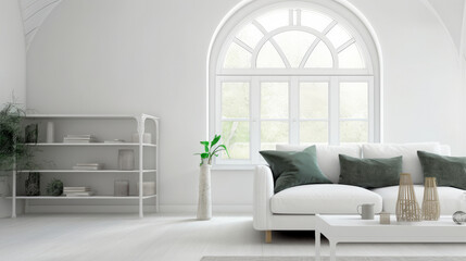 Modern living room interior design. Illustration AI Generative.