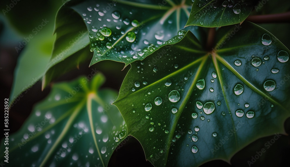 Poster a beautiful close up of a fresh green leaf generated by ai