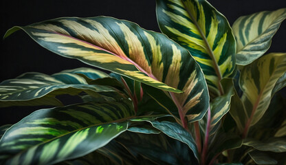 Leaf patterned wallpaper with green plant illustration generated by AI