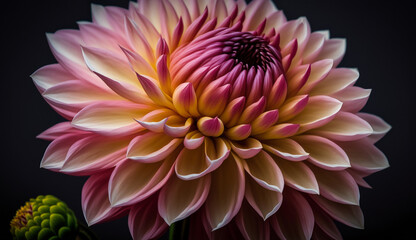 Beauty in nature close up of vibrant pink dahlia generated by AI