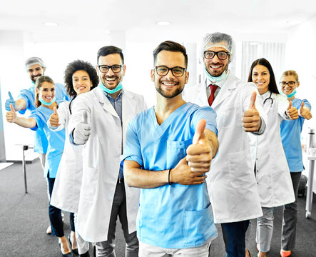 doctor hospital team medical nurse health medicine teamwork professional healthcare clinic group unity hand  thumb up thumbs approval
