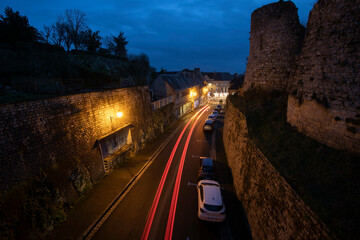 Fototapeta na wymiar The streets of Domfront, Normandy, France at dusk