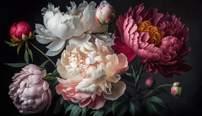Fotobehang A vibrant bouquet of colorful flowers in a vase generated by AI © Jeronimo Ramos