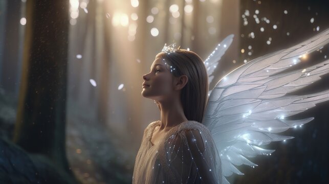 magical fairy in the forest. Created with generative AI.