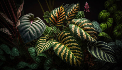 Fototapeta na wymiar Green plant growth in tropical rainforest backdrop generated by AI