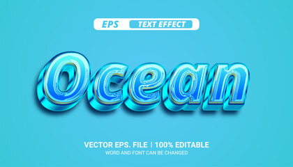 Ocean 3d editable eps vector text effect