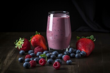 Proper Nutrition: A fruit smoothie made with fresh berries and Greek yogurt. Generative AI