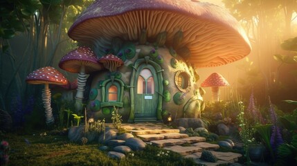 Obraz premium Amazing fairy house. Created with generative AI.
