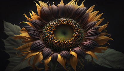 Nature beauty in a single sunflower illustration generated by AI