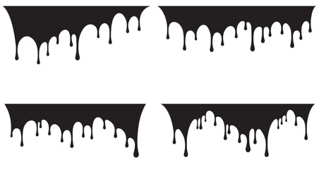 Set of black paint drips. Vector illustration for your design.