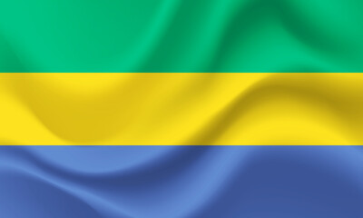 Vector Gabon. Waved Flag of Gabon. Gabon emblem, icon.
