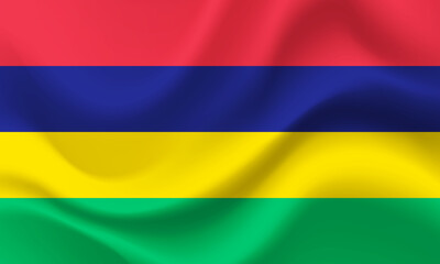 Vector Mauritius. Waved Flag of Mauritius. Mauritius emblem, icon.