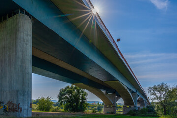 Saxony Bridge in Pirna with sun star
