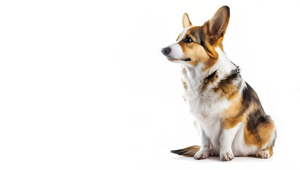 Dog on a white background. Corgi on a white background. Banner. generated by AI
