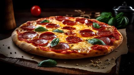 Delicious Pepperoni Pizza with Melting Mozzarella Cheese