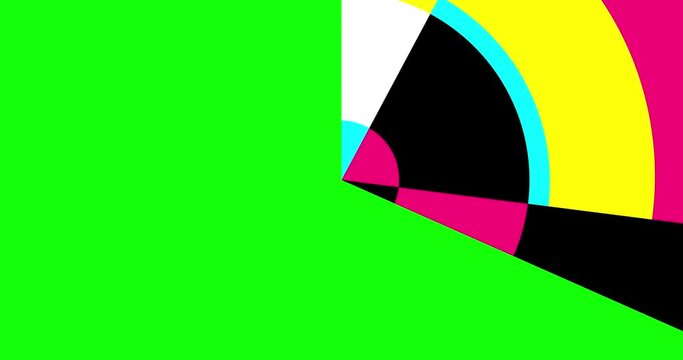 Wipe circle rotation wipes 2 random versions CMYK. Linear animation geometric figure. Seamless loop isolated. Motion design element. Business, art, fashion, etc...