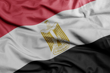 waving national flag of egypt .macro shot. 3D illustration