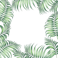 Fototapeta na wymiar Watercolor tropical frames. Floral illustration