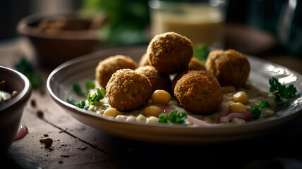 Savory and Delicious: Plate of Chickpea Falafel with Zesty Sauce
