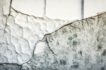 maritime white house wall cracked from salty water corrosion vacation
