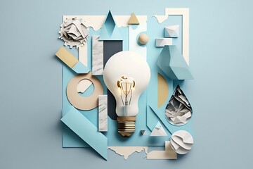 light bulb representing new and fresh ideas in busniess with geometric forms