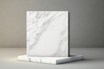 white marble product display with grey background