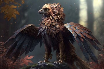 Fototapeta premium Mesmerizing King of the Skies - The Majestic Fantasy Griffin Generative AI