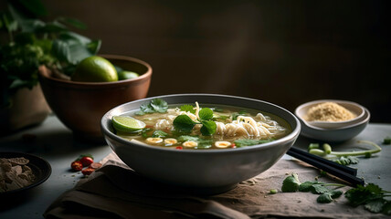 Savor the Rich and Flavorful Pho Bo Soup in a Bowl