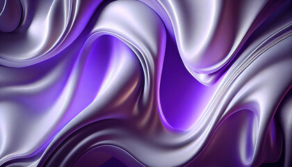 White Blue Violet Wavy Satin glass Background, Neon Lighting abstract with curves light purple background. - Generative AI