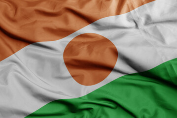 waving national flag of niger .macro shot. 3D illustration - obrazy, fototapety, plakaty