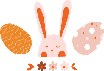 Obraz premium Easter poster in flat style - vector illustration. Holiday illustration for print, stickers, card, spring decor