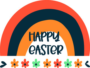 Easter poster in flat style - vector illustration. Holiday illustration for print, stickers, card, spring decor