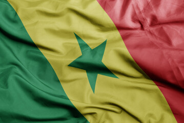 waving national flag of senegal .macro shot. 3D illustration