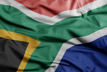 waving national flag of south africa .macro shot. 3D illustration