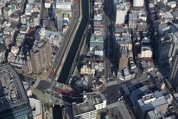 Panoramic aerial view of Tokyo, Japan. Tokyo urban city view from above