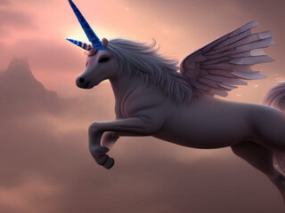 Naklejka na ściany i meble white horse in the sky