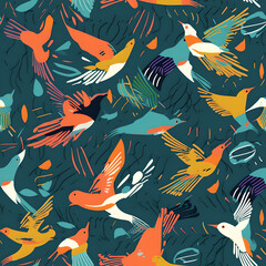 Bird Themed Seamless and Tileable Pattern